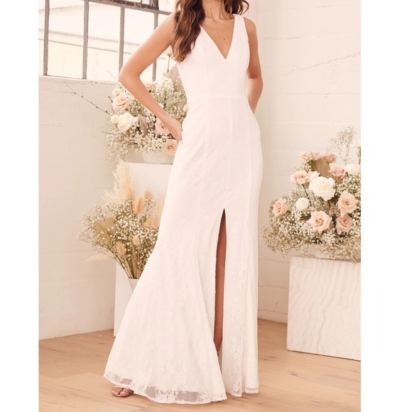 Lulus Dresses & Skirts - 🆕 Lulu’s Romantic Promises White Lace Mermaid Maxi Dress - Sz. S